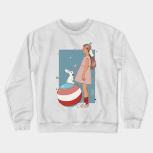 Girl with the Bunny Crewneck Sweatshirt